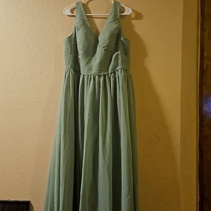 Green ruched formal dress